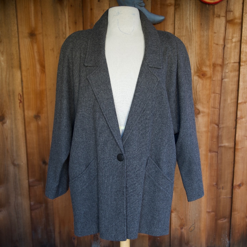 Vintage Check Point 100% Wool Blazer Jacket Winter Coat Made In USA Woman's M